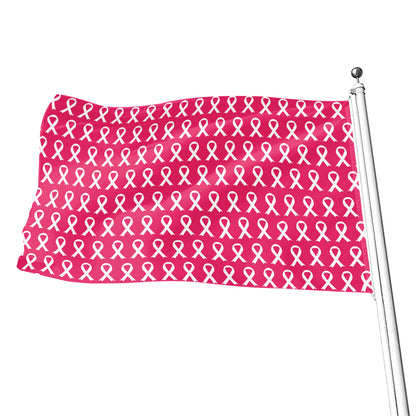 White And Pink Breast Cancer Print Flag