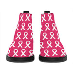 White And Pink Breast Cancer Print Flat Ankle Boots