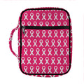 White And Pink Breast Cancer Print Front Pocket Bible Bag