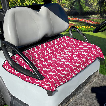 White And Pink Breast Cancer Print Golf Cart Seat Cover