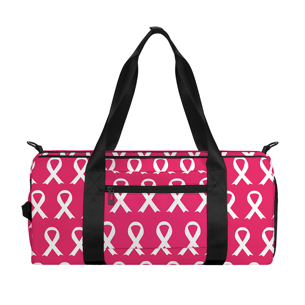White And Pink Breast Cancer Print Gym Bag