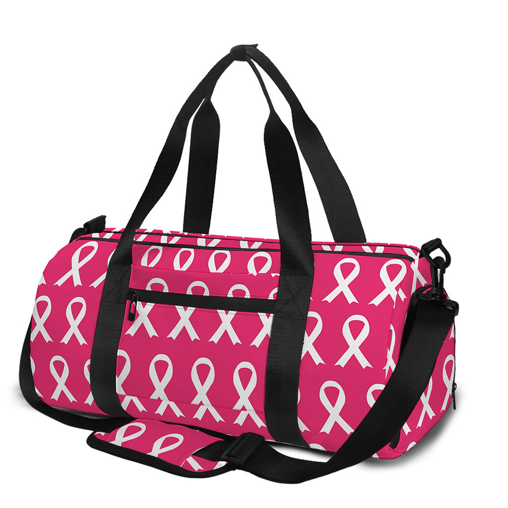 White And Pink Breast Cancer Print Gym Bag