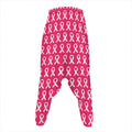 White And Pink Breast Cancer Print Hammer Pants