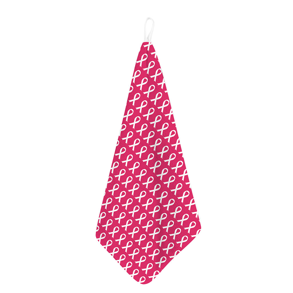 White And Pink Breast Cancer Print Hand Towel