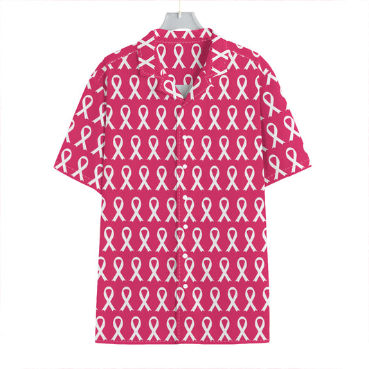 White And Pink Breast Cancer Print Hawaiian Shirt