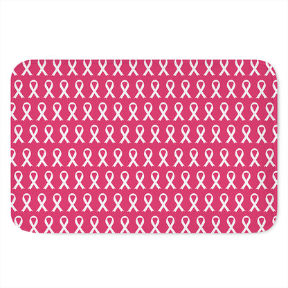 White And Pink Breast Cancer Print Indoor Door Mat