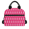 White And Pink Breast Cancer Print Insulated Lunch Bag