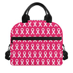 White And Pink Breast Cancer Print Insulated Lunch Bag