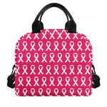 White And Pink Breast Cancer Print Insulated Lunch Bag