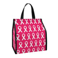 White And Pink Breast Cancer Print Insulated Lunch Tote