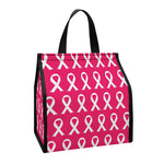White And Pink Breast Cancer Print Insulated Lunch Tote
