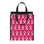 White And Pink Breast Cancer Print Insulated Lunch Tote
