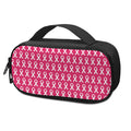 White And Pink Breast Cancer Print Portable Cooler Travel Case
