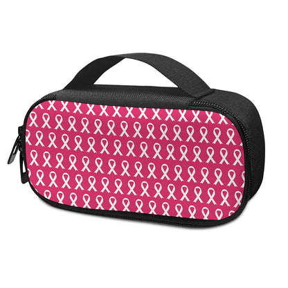 White And Pink Breast Cancer Print Insulin Cooler Travel Case