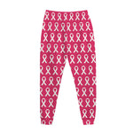 White And Pink Breast Cancer Print Jogger Pants
