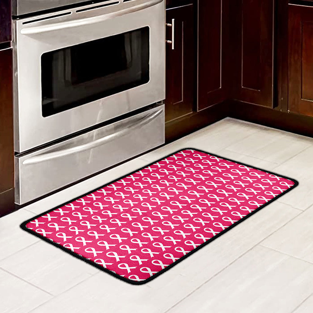White And Pink Breast Cancer Print Kitchen Mat