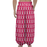 White And Pink Breast Cancer Print Lantern Pants
