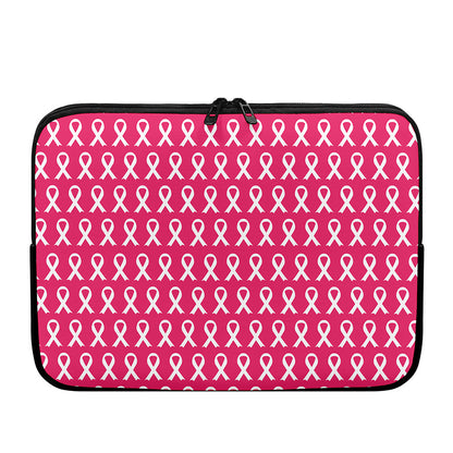 White And Pink Breast Cancer Print Laptop Sleeve