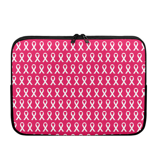 White And Pink Breast Cancer Print Laptop Sleeve