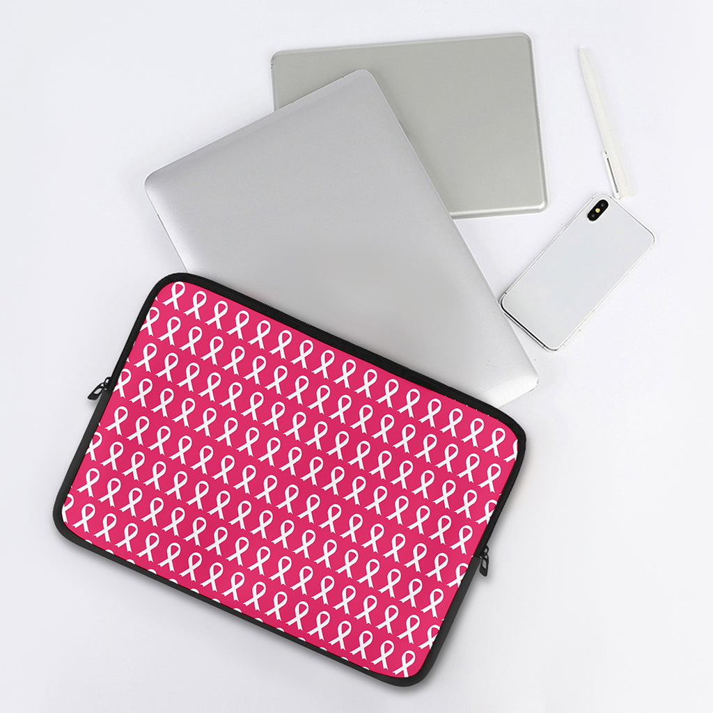 White And Pink Breast Cancer Print Laptop Sleeve