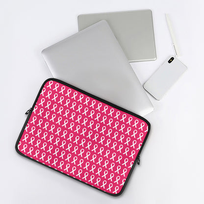 White And Pink Breast Cancer Print Laptop Sleeve