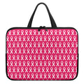White And Pink Breast Cancer Print Laptop Sleeve With Handle