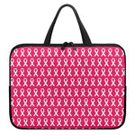 White And Pink Breast Cancer Print Laptop Sleeve With Handle