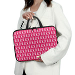 White And Pink Breast Cancer Print Laptop Sleeve With Handle