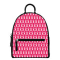 White And Pink Breast Cancer Print Leather Backpack