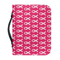 White And Pink Breast Cancer Print Leather Bible Cover