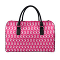 White And Pink Breast Cancer Print Leather Duffel Bag