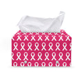 White And Pink Breast Cancer Print Leather Tissue Box Cover