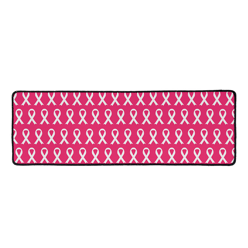 White And Pink Breast Cancer Print Long Kitchen Mat