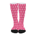 White And Pink Breast Cancer Print Long Socks