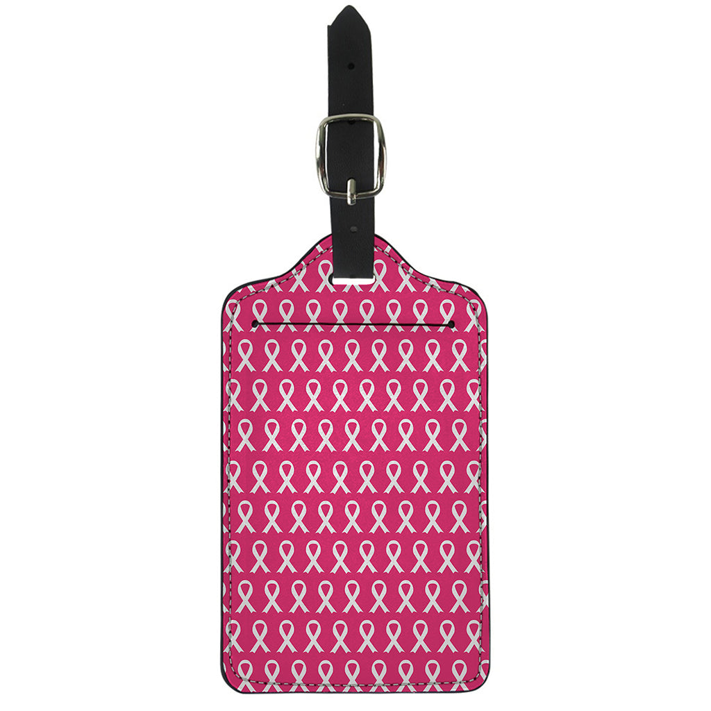 White And Pink Breast Cancer Print Luggage Tag