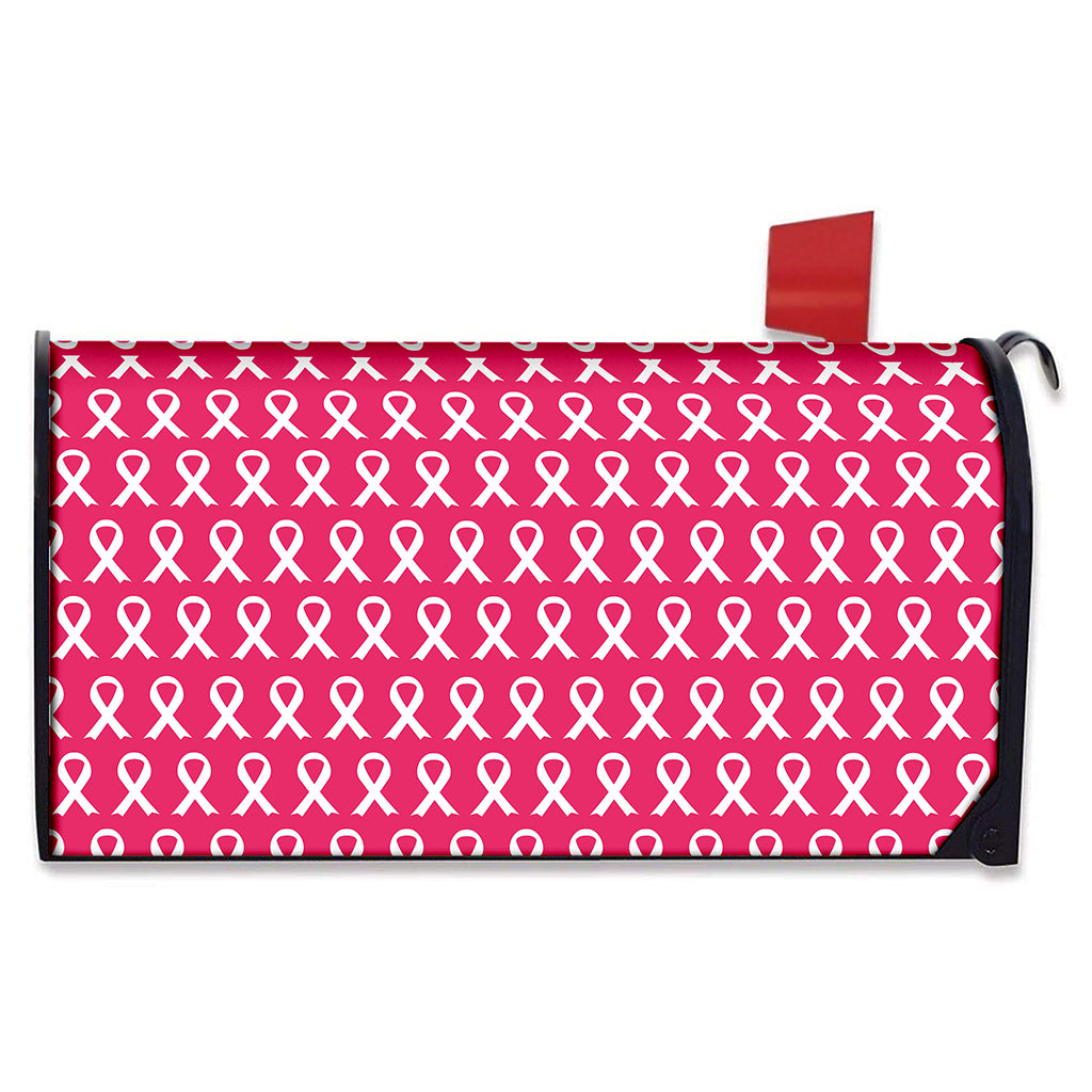 White And Pink Breast Cancer Print Mailbox Cover