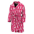 White And Pink Breast Cancer Print Men's Bathrobe