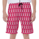 White And Pink Breast Cancer Print Men's Beach Shorts