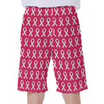 White And Pink Breast Cancer Print Men's Beach Shorts