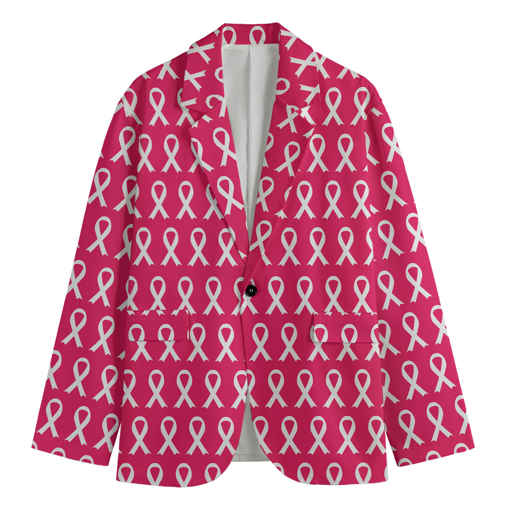 White And Pink Breast Cancer Print Men's Blazer