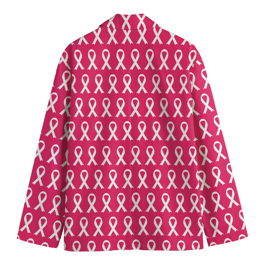 White And Pink Breast Cancer Print Men's Blazer