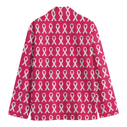 White And Pink Breast Cancer Print Men's Blazer