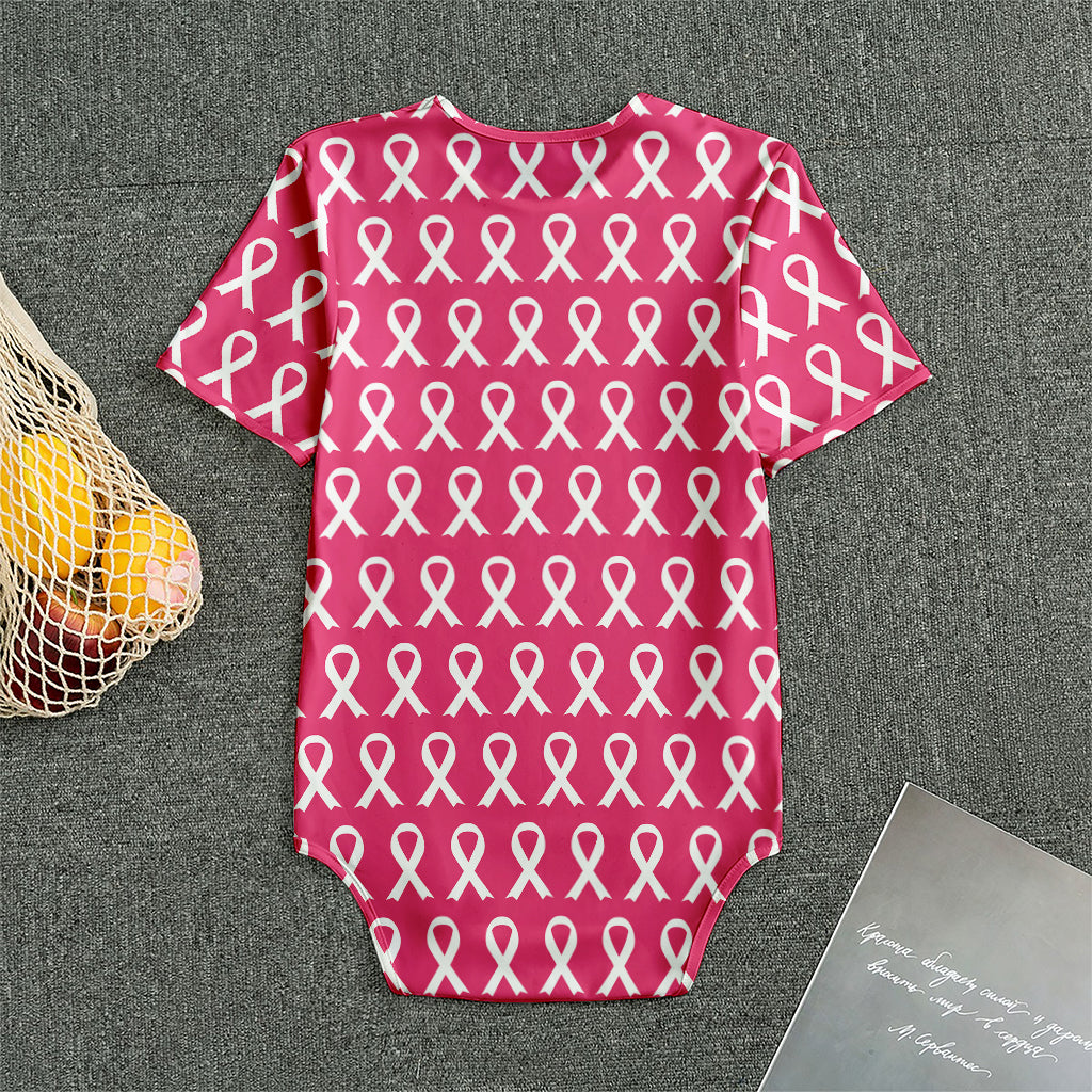 White And Pink Breast Cancer Print Men's Bodysuit