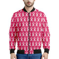 White And Pink Breast Cancer Print Men's Bomber Jacket