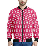 White And Pink Breast Cancer Print Men's Bomber Jacket