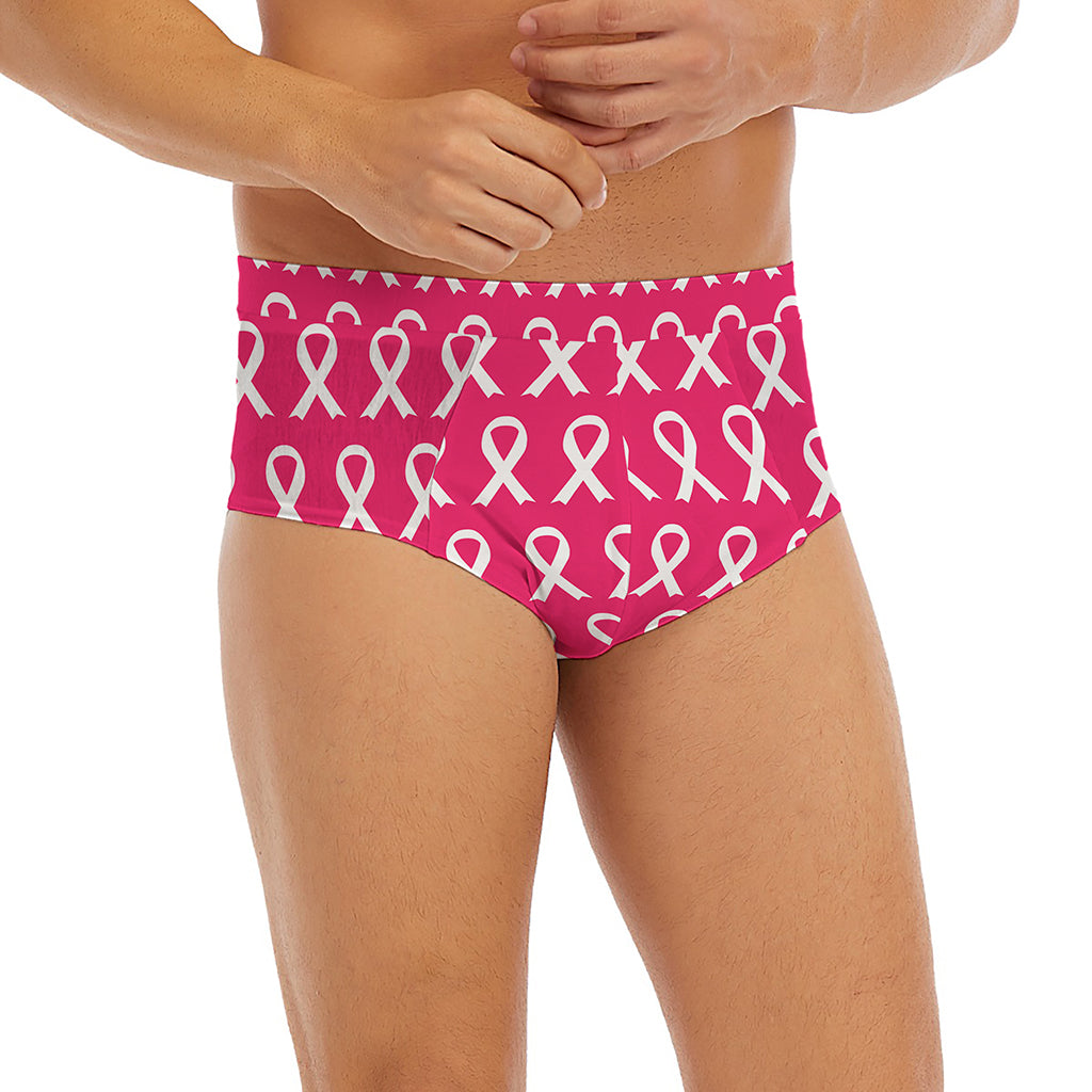White And Pink Breast Cancer Print Men's Briefs