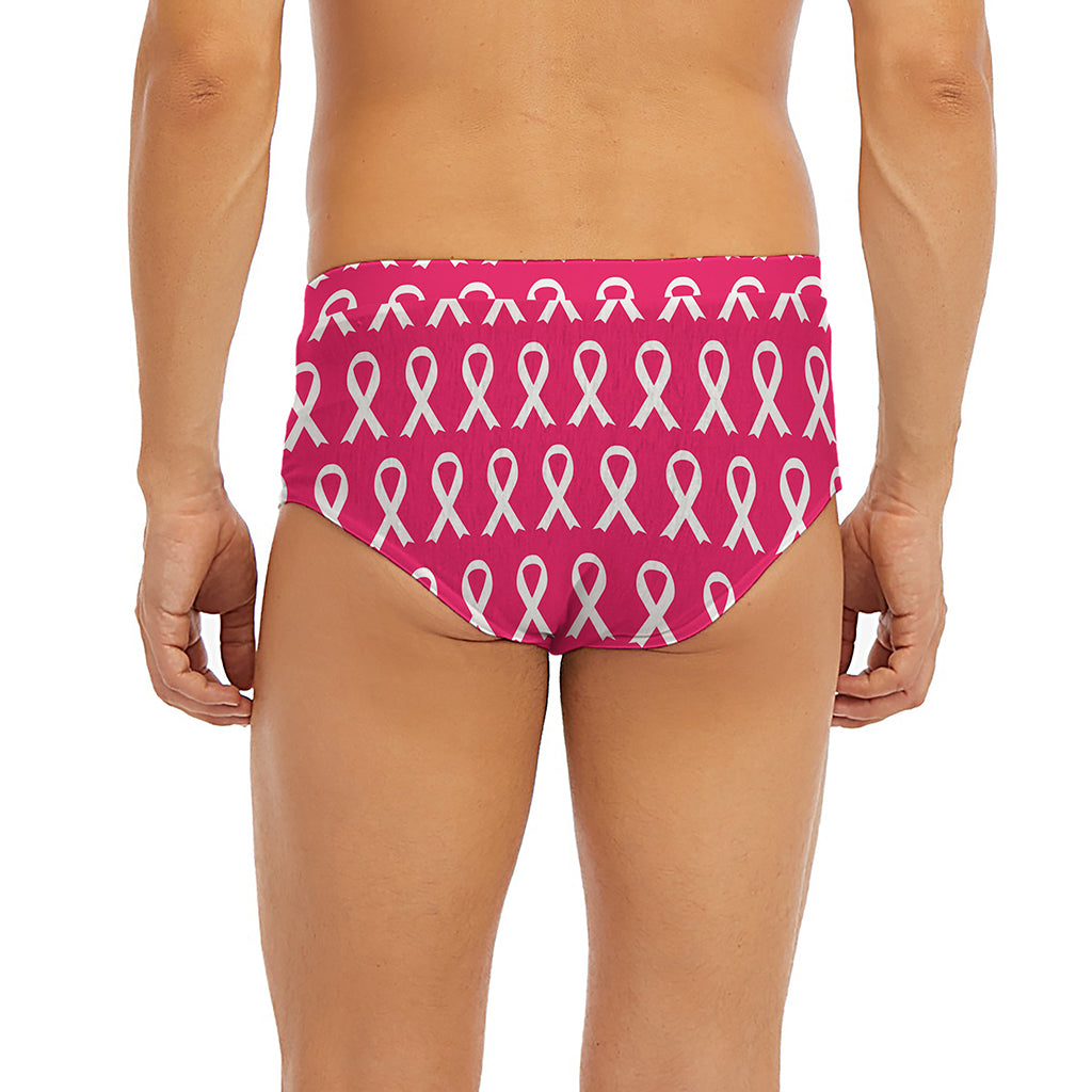 White And Pink Breast Cancer Print Men's Briefs