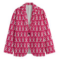 White And Pink Breast Cancer Print Men's Cotton Blazer