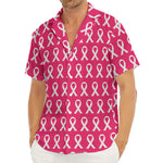 White And Pink Breast Cancer Print Men's Deep V-Neck Shirt