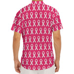 White And Pink Breast Cancer Print Men's Deep V-Neck Shirt
